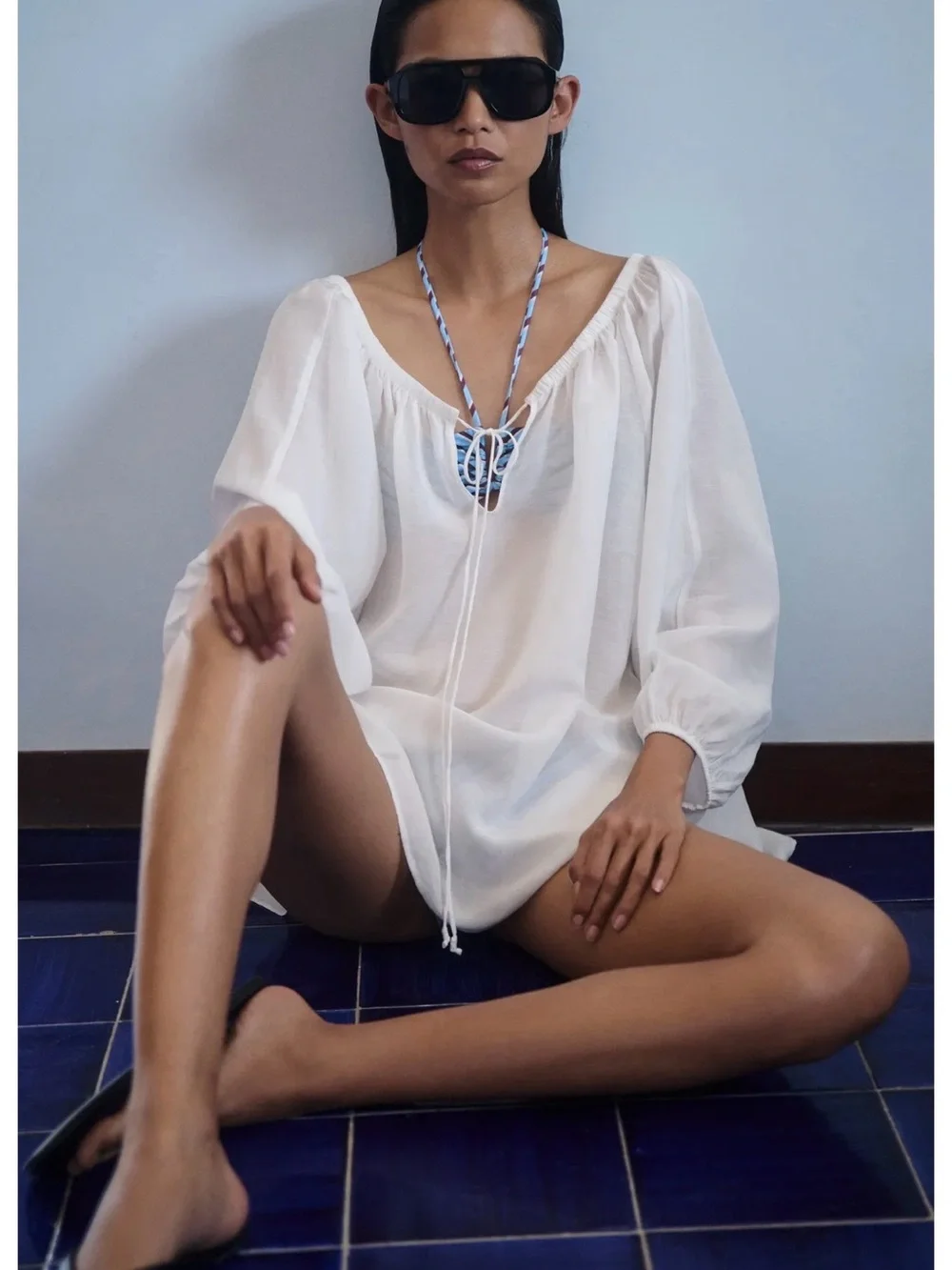 Zara Sheer linen White Blouse